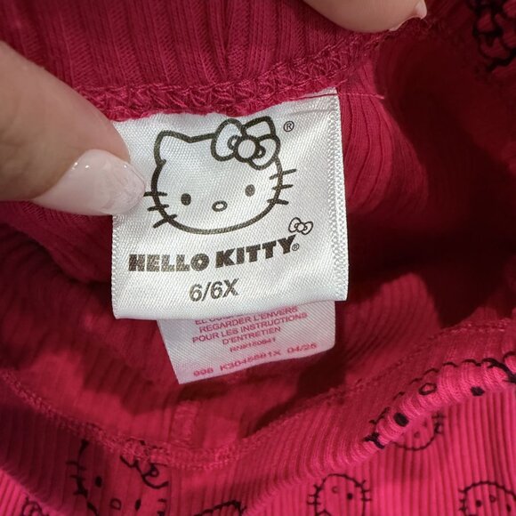 Hello Kitty Girls 6 6X Dark Pink Maroon Ribbed Pants - Picture 3 of 4